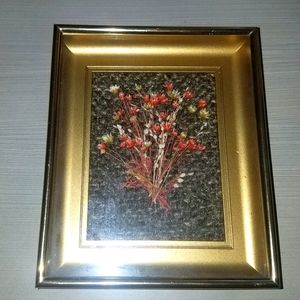 Vintage Dried Flowers Framed Shadow Box Picture